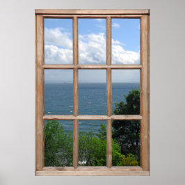 Skapa en Träd och havsvy från en fönstereffekt Poster