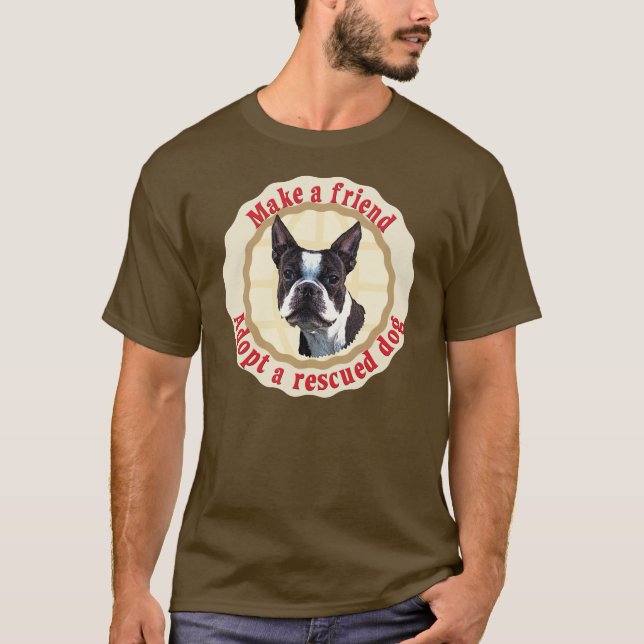 Skapa en vän - Boston Terrier Tee (Framsida)