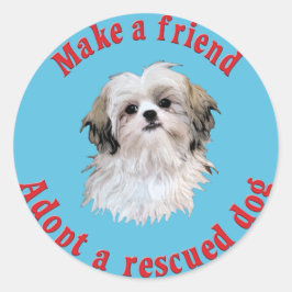 Skapa en vän - Shih Tzu Runt Klistermärke