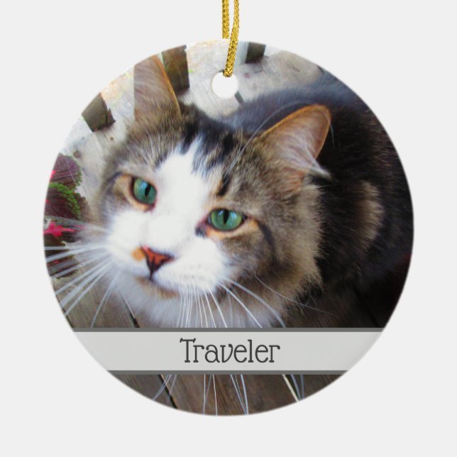 Skapa enkelt Anpassningsbarna Lägg till 2 foton sj Julgransprydnad Keramik (Framsidan)