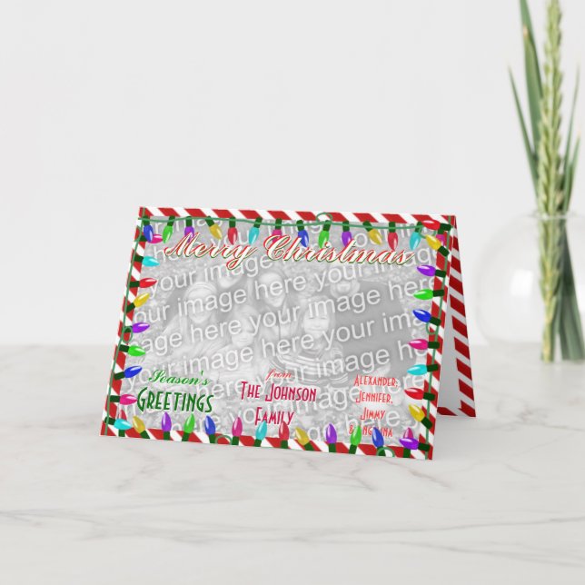 Skapa ett beställnings- god julfamiljfoto helgkort (Framsida)