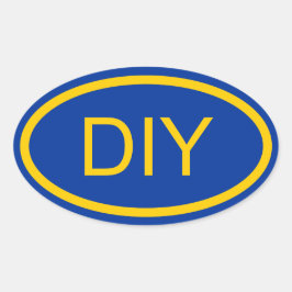 Skapa ett blått och Guld Oval-märke för Stil Ovalt Klistermärke