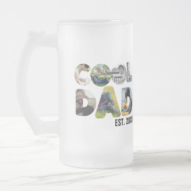 Skapa ett eget foto av coola pappa 7 brev för hono frostat ölglas (Vänster)