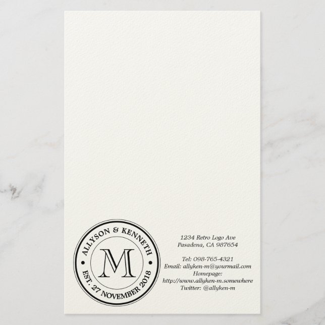 Skapa ett eget monogram för Retro-Logotyp Brevpapper (Framsida)