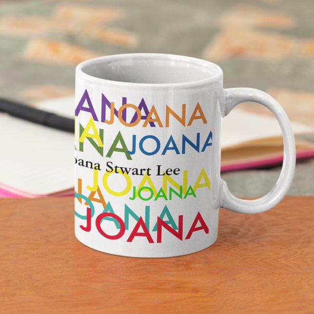Skapa ett färglöst mönster från ditt namn mugg (colorful names)