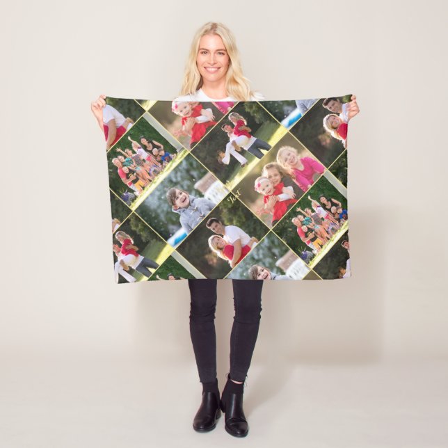 Skapa Family Kids Pets Bröllop 5 Photo Collage Fleecefilt (På plats)