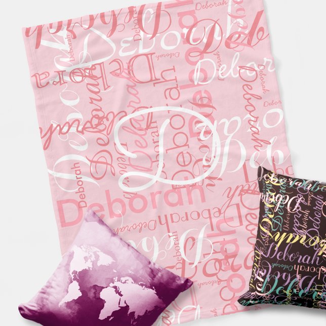 Skapa feminin namn typografisk rosa fleecefilt (Skapare uppladdad)