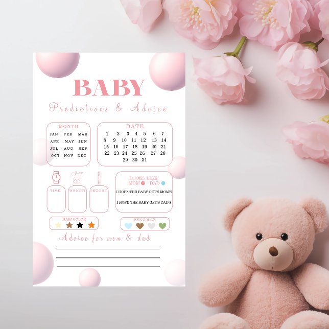 Skapa förutsägelsekort för Pink Bear Balloon Baby (Skapare uppladdad)
