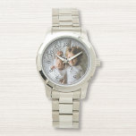 Skapa foto för egen Anpassningsbar Armbandsur<br><div class="desc">Dekorativ elegant anpassningsbara moderna minimalistklocksmodeller med anpassningsbarnas foto, bild eller logotyp. Lägg till ditt favoritfoto, din favoritdesign eller dina favoritbilder om du vill skapa något unikt verkligen. Om du vill redigera den här designmallen klickar du på knappen Ändra och överför din egen bild som visas ovan. Behandla dig själv eller...</div>