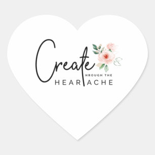 Skapa genom Heartache Stickers Hjärtformat Klistermärke