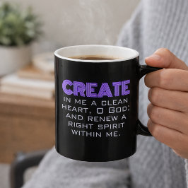 Skapa i mig ett rent hjärta neonlila skrift kaffemugg