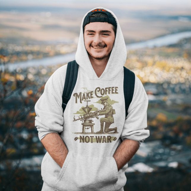 Skapa kaffegrafik - återgivning hoodie (Modern retro artwork for coffee lovers. Men hoodies in grey background. New arrivals designed art.)