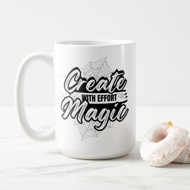 Skapa Magi Med Ansträngning - Inspirerande Konst Kaffemugg (Med munk)
