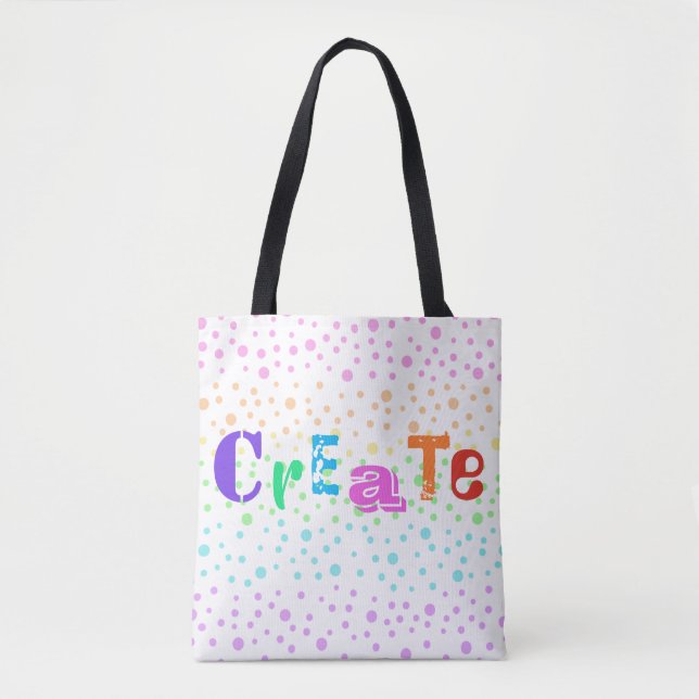 Skapa med reglaget Rainbow Polka dots Tote Tygkasse (Framsida)