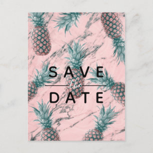 Skapa modern Pink Marmor Virvel Ananas Spara datum Meddelande Vykort
