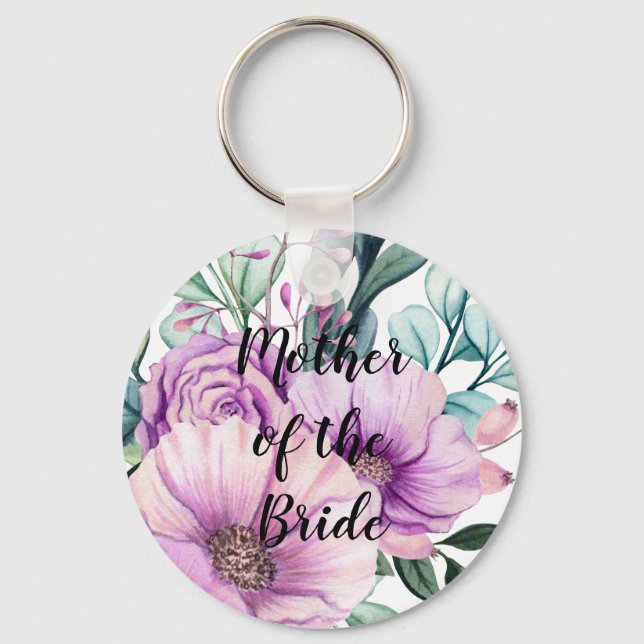 Skapa MOR i BRIDE GROOM Gift Named Blommigt Nyckelring (Framsida)