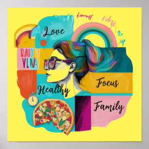 Skapa My Dream Life: Gult Vision Board Poster