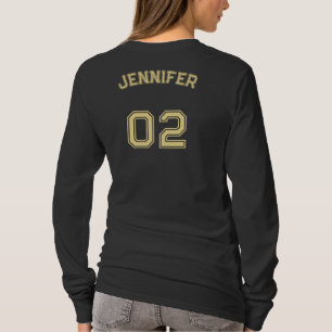 Skapa Namn Jersey Number-Långärmaden Black T Shirt