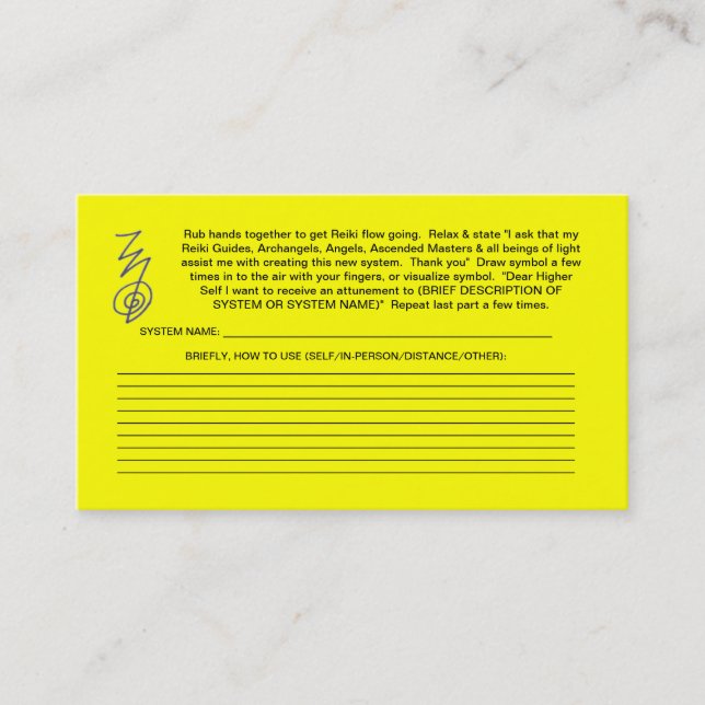 Skapa nya Reiki systemkort Visitkort (Framsida)