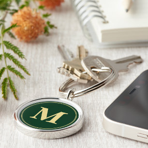 Skapa nyckelkedjan Guld Monogram för Personlig Grö Rund Silverfärgad Nyckelring