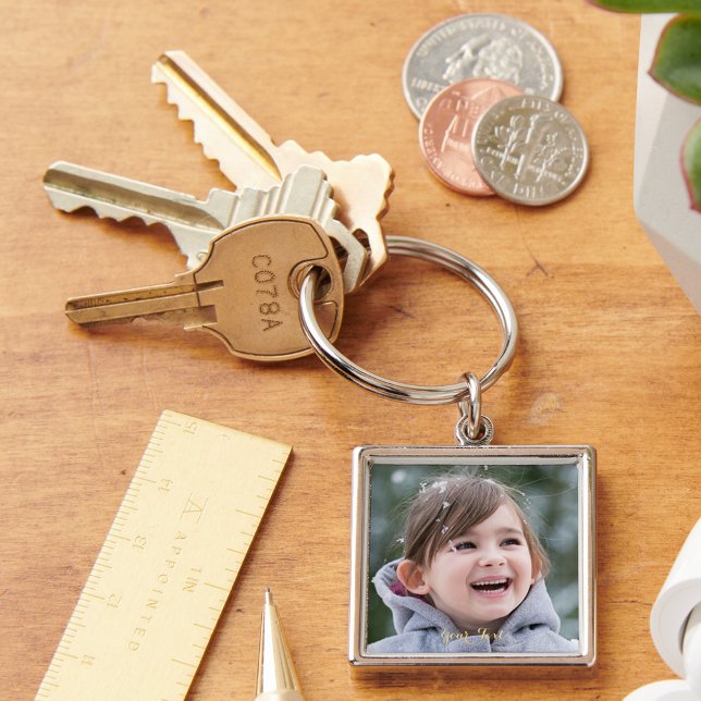 Skapa Nyckelringen Gör Anpassningsbar till fototex Fyrkantig Silverfärgad Nyckelring (Create Make Custom Photo Text Square Metal Keyring)