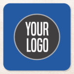 Skapa Papper Cocktail Blue för Business Logotyp  Underlägg Papper Kvadrat<br><div class="desc">Lägg till din logotyp för varumärket så att en elegant cocktail underlägg pappert med en blå bakgrund för ditt företag party.</div>