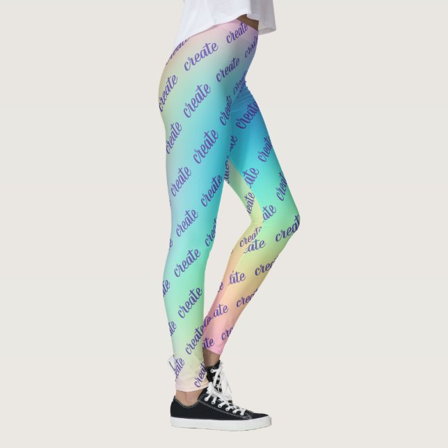 "Skapa" Pastellns regnbågsövertoning Leggings (Höger)