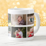 Skapa Personlig 8 Photo Collage Monogram Jumbo Mugg<br><div class="desc">Skapa din egen anpassningsbar, personlig, monogrammad, mikrovågsugn och diskmaskin säker, stark, keramisk 8-fotokollage med faux guld-bakgrundsjätten stor storlek jumbo mugg, med elegant faux guld typography-skript. Om du vill anpassa skriver du bara in hälsning eller namn eller text och lägger till fem av dina favoritbarn/baby / husdjur/familj / par / bröllop...</div>