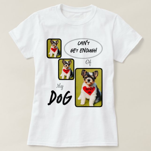Skapa/Personlig Hund 3-panelfoton T Shirt (Design framsida)