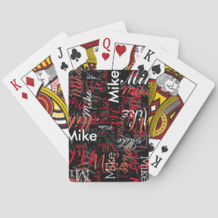 Skapa Personlig Namn Red/Black Mönster Casinokort