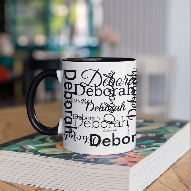 Skapa personlig Namn typografi svart Mugg (Skapare uppladdad)