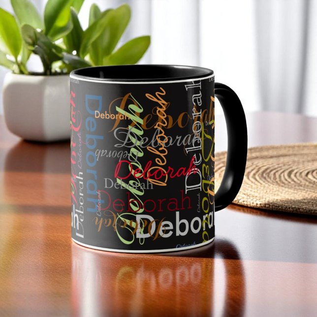 skapa personlig Namn typografi svart Mugg (Skapare uppladdad)