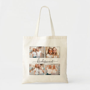 Skapa Personlig Photo Collage Bridesmaid Tygkasse