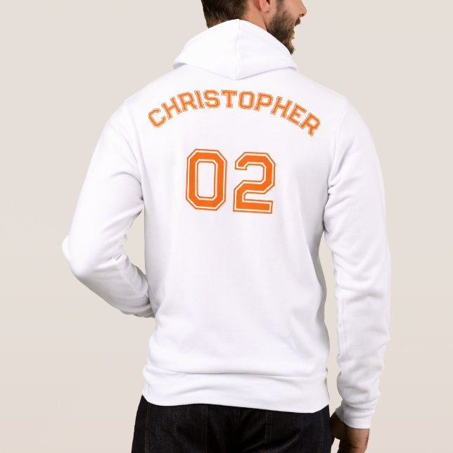Skapa Player Namn Jersey Number Manar Fullt Zip T Shirt (Baksida)