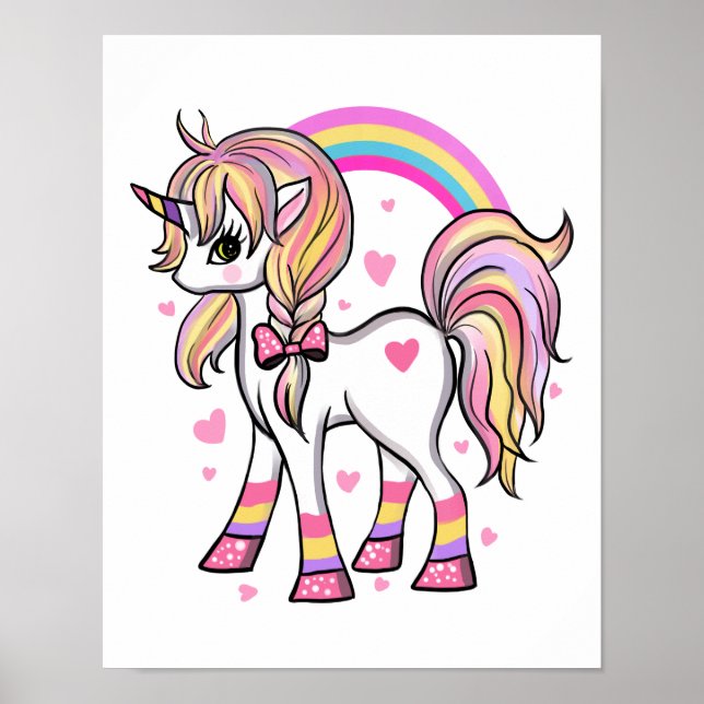 Skapa Regnbågsaffisch med Rosa Enhörning Poster (Framsidan)