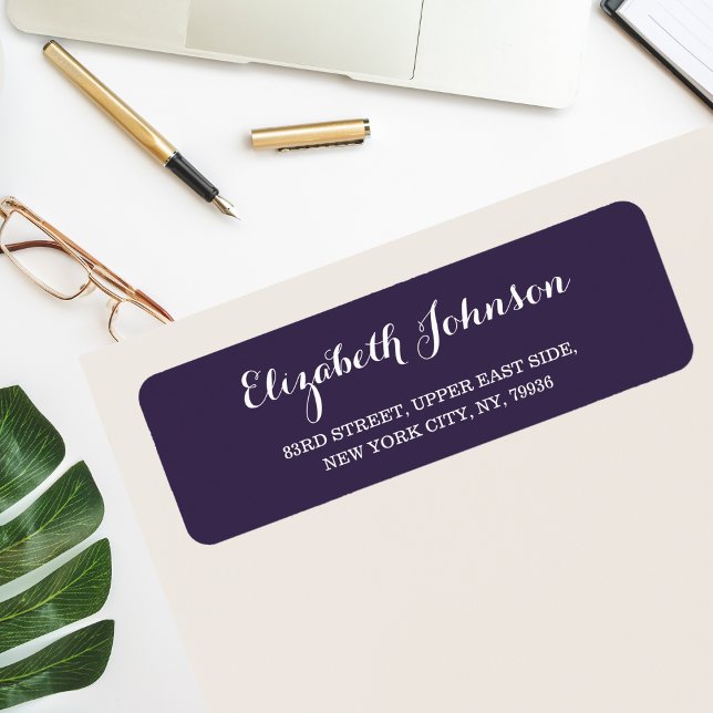 Skapa Returadress för Mörk av Anpassningsbar Elega Etikett (Create Custom Elegant Dark Purple Return Address Label)