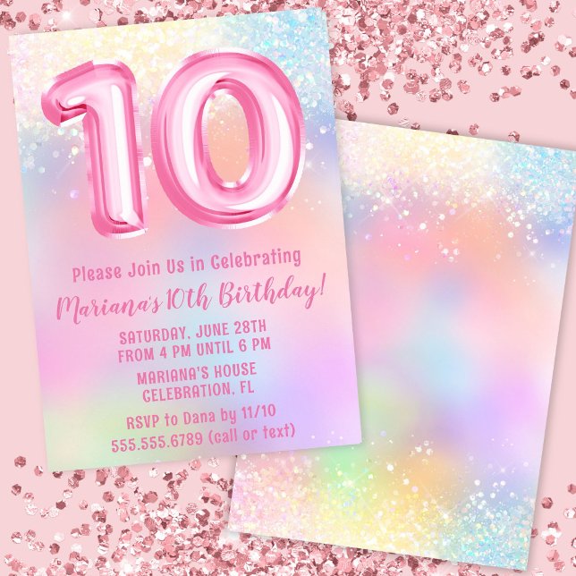 Skapa Rosa Regnbåge 10-årsfest Inbjudningar (Skapare uppladdad)