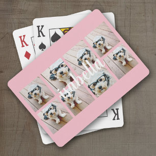 Skapa Rosan Eget namn för 8 fotokollage Casinokort