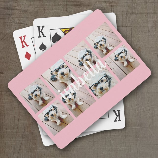 Skapa Rosan Eget namn för 8 fotokollage Casinokort (Personalized Playing Cards)