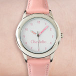 Skapa Rosan Personlig för anpassade namn, flickor Armbandsur<br><div class="desc">Skapa din egen personlig, flickors roligt rosa band, handklocka av rostfritt stål. Om du vill redigera den här designmallen redigerar du bara fälten som visas ovan. Du kan till och med lägga till mer text eller bilder, anpassa typsnitt och färg. Skapa en underbar, anpassningsbar vakt för den lilla prinsessan i...</div>