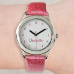 Skapa Rosan Personlig för anpassade namn, flickor Armbandsur<br><div class="desc">Skapa din egen personlig, flickors roligt rosa glitter band, handklocka av rostfritt stål. Om du vill redigera den här designmallen redigerar du bara fälten som visas ovan. Du kan till och med lägga till mer text eller bilder, anpassa typsnitt och färg. Skapa en underbar, anpassningsbar vakt för den lilla prinsessan...</div>