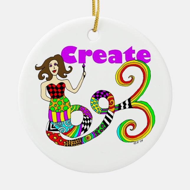 Skapa sjöjungfrun julgransprydnad keramik (Framsidan)