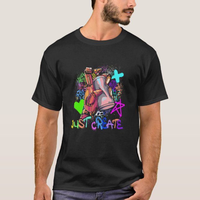 Skapa Spray Paint Graffiti Artist T Shirt (Framsida)