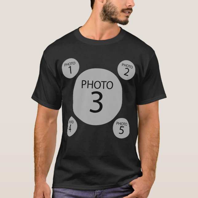 Skapa ursprunglig mall 5 ROUND FOTO COLLAGE T Shirt (Framsida)