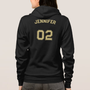 Skapa Womens Player Namn Jersey Number Fullt Zip T Shirt
