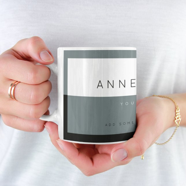 Skapa yrket Modern grått&vit anpassningsbar Kaffemugg (❤ coffee)