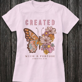 Skapad med ett syfte Inspirerande Fjäril T Shirt
