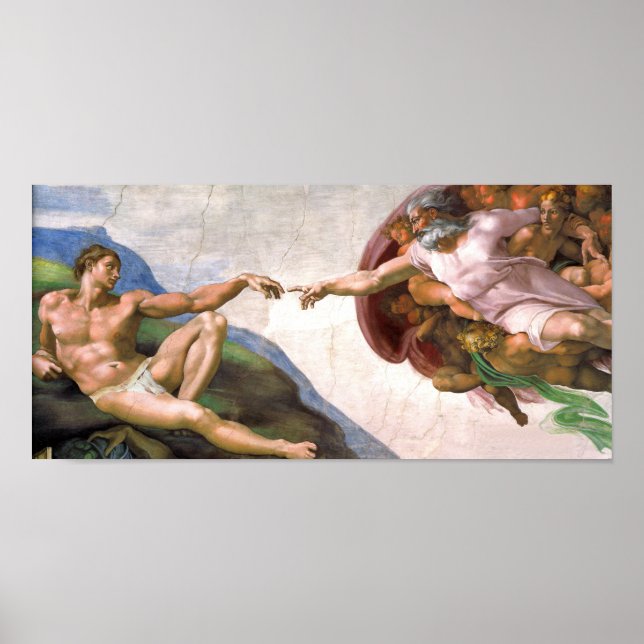 Skapande av Adam av Michelangelo Poster (Framsidan)