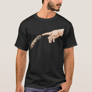 Skapande av Adam Händer Cat Michelangelo Touch of T Shirt