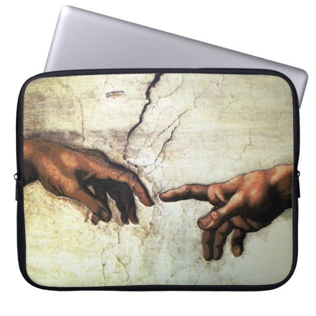 Skapande av Adam - Händer Michelangelo 1475 - 1564 Laptop Fodral (Framsidan)